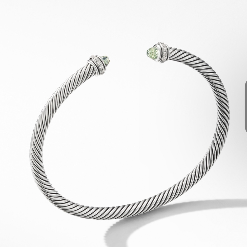 David yurman Cable Classics Bracelet in Sterling Silver with Prasiolite and Pavé